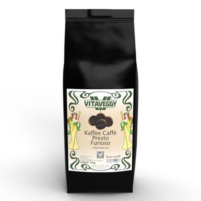 Vitaveggy 100% Robusta ganze Bohnen Bohnenkaffee 1KG PRESTO Furioso Food-United