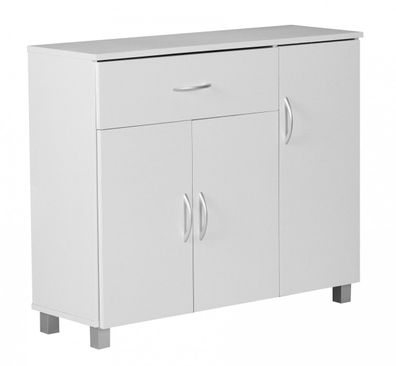 Wohnling Sideboard 90x75 cm Kommode Anrichte 3 Türen 1 Schublade kleiner Schrank