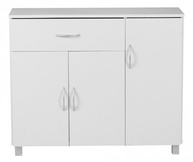 Wohnling Sideboard 90x75 cm Kommode Anrichte 3 Türen 1 Schublade kleiner Schrank
