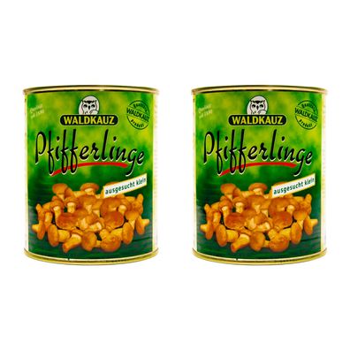 Food-United Pfifferlinge ausgesucht klein Speise-Pilz 2 x Dose 800g ATG 455g