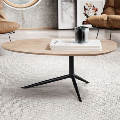 Wohnling Couchtisch Sofatisch Massivholz Weiß getüncht 86,5 cm Wohnzimmertisch