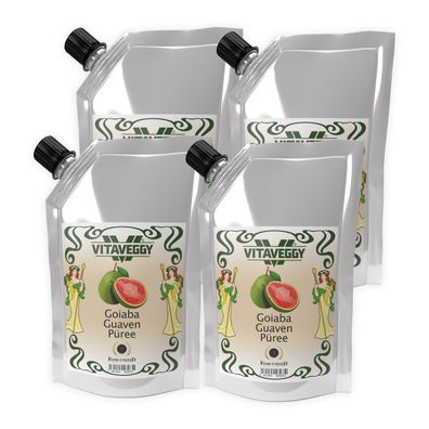 Vitaveggy GUAVA-FRÜCHTE-PÜREE 4x1kg - Guaven aus Südostasien - für Smoothie Saft