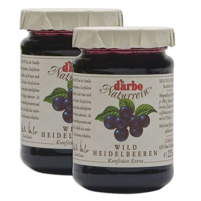 Food-United DARBO Konfitüre Extra für Singles wilde Blaubeeren-Konfitüre 2x 225g