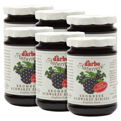 Food-United DARBO Konfitüre Extra passiert Brombeere schwarze Johannisbeere 6x 450g