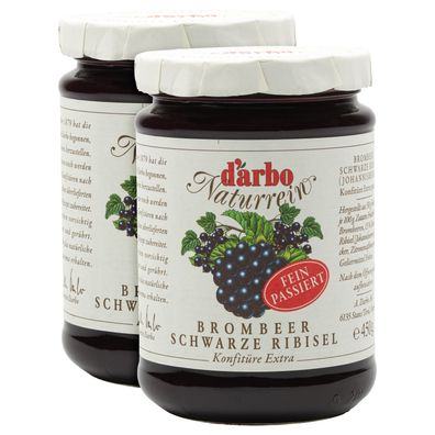 Food-United DARBO Konfitüre Extra passiert Brombeere schwarze Johannisbeere 2x 450g