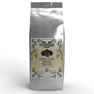 Vitaveggy 75% Robusta 25% Arabica Kaffeebohnen geröstet 12x1KG Allegro Marcato