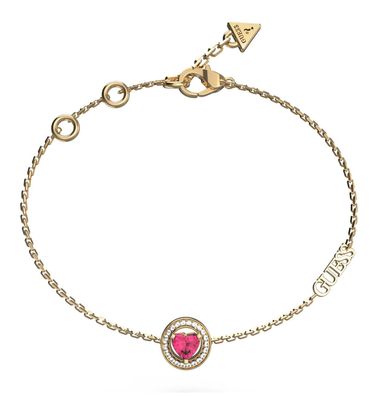 Guess Schmuck Damen-Armband Solitaire Heart Crystal Gold/Pink JUBB04668JWYGFCS