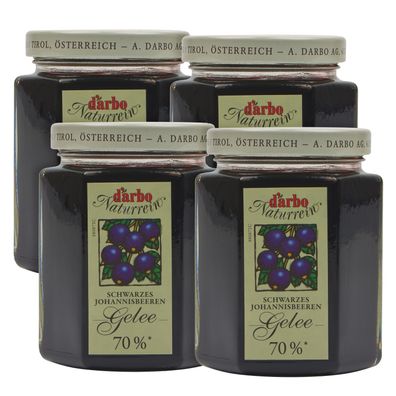 Food-United DARBO Johannisbeergelee Extra schwarz 4x 200g Glas Brot-Frucht-Aufstrich