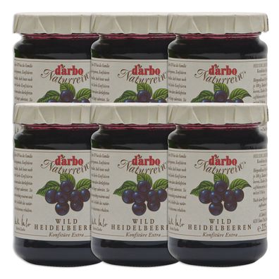 Food-United DARBO Konfitüre Extra für Singles wilde Blaubeeren-Konfitüre 6x 225g