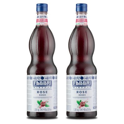 Food-United FABBRI Mixybar Rosenblüten Sirup 2x1L für Prosseco Schorle Tee Rosenwa