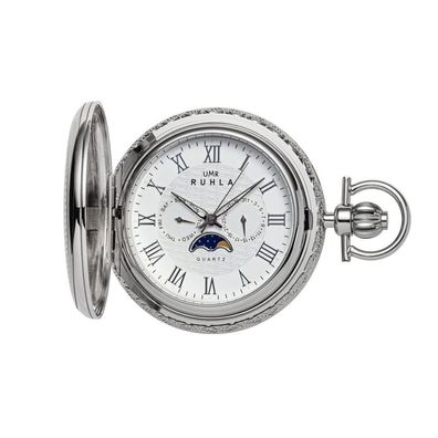 RUHLA TU 8613 Taschenuhr Mondphase, Tag-Date, kleine Sekunde mit Kette