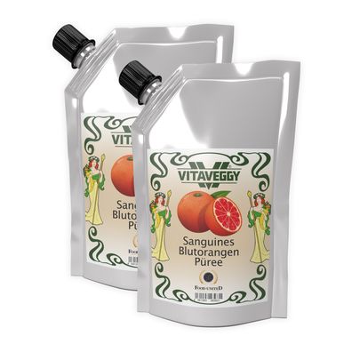 Vitaveggy BLUT-ORANGEN-PÜREE 2x1kg - reife Blutorangen - für Cocktail Smoothie Saft