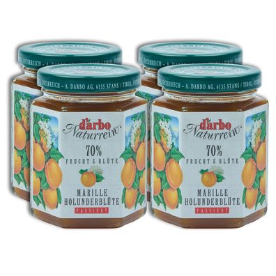 Food-United DARBO Fruchtaufstrich Naturrein Marille-Holunderblüte 4x 200g Glas