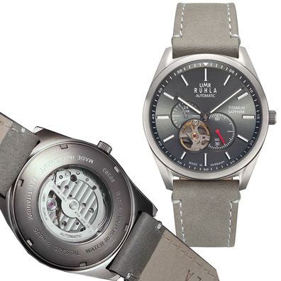 UMR RUHLA Automatic 80303 Herren Armbanduhr Titan, Spahirglas, kleine Sekunde, 2