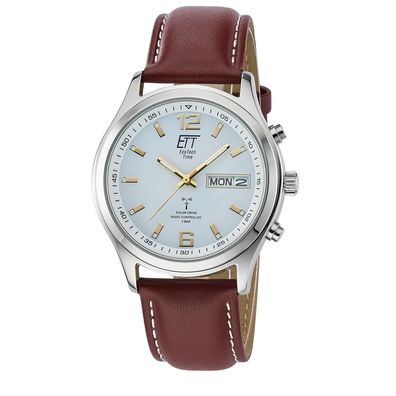 ETT Eco Tech Time Funk-Solar - Herren Gobi EGS-11248-12L Lederband, Day-Date