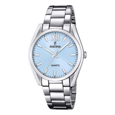 Festina Damen Armbanduhr F20622-3 Hellblau Boyfriend Edelstahl