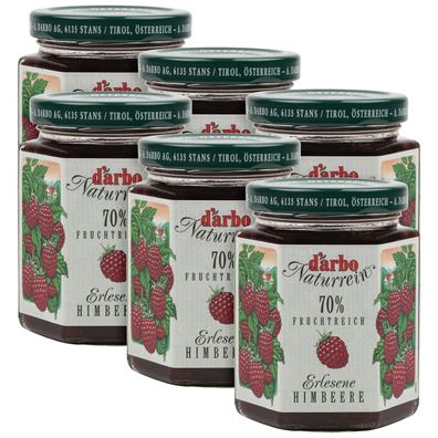 Food-United DARBO Fruchtaufstrich Naturrein Himbeere mit Kernen 6x 200g Glas