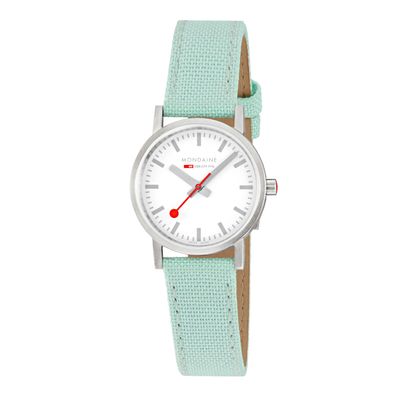 Mondaine Damen Armbanduhr Classic 30mm, Mint Textiluhr, A658.30323.17SBQ