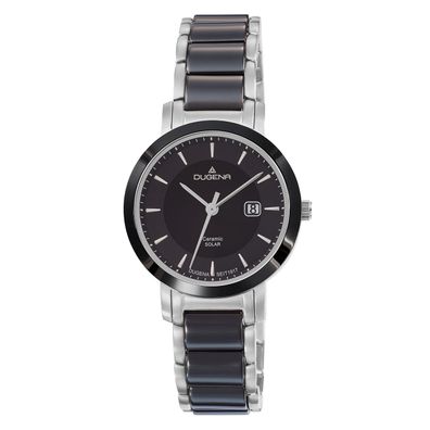 DUGENA Damen Uhr Edelstahl-Ceramic Solar 4461007 Datum