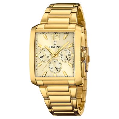 Festina Herren Armbanduhr Armbanduhr F20638-1 Chrono Edelstahl Goldfarben