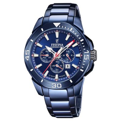 Festina Herren Armbanduhr Chronograph F20643-1 Edelstahl Blau Spezial Edition