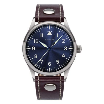Junkers Baumuster 9.20.01.01 Fliegeruhr Saphirglas Lederband