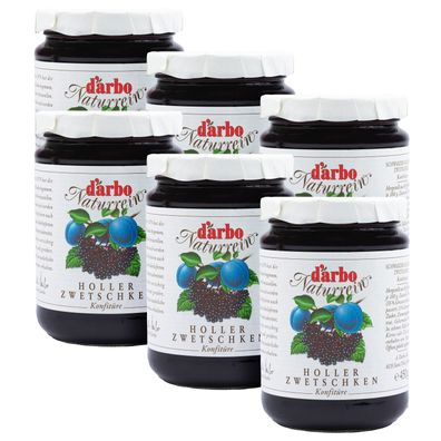 Food-United DARBO Konfitüre Naturrein Holunder-Zwetschgen-Konfitüre 6x 450g Glas