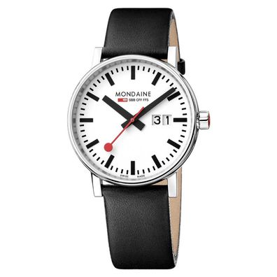 Mondaine Armbanduhr evo2 Big Date MSE.40210. LBV Saphirglas veganes Traubenleder