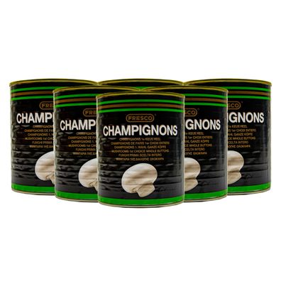 Food-United weiße Champignons ganze Köpfe 6 Dosen Füllmenge 800g ATG 460g