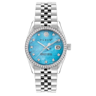 Philipp Plein Damen Armbanduhr PWYAA0423 Date Superlative Edelstahl, Turquoise