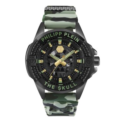 Philipp Plein Herren Armbanduhr PWAAA0821 The Skull Grün Camouflage