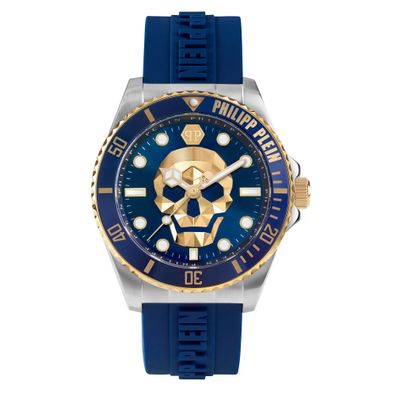 Philipp Plein Herren Armbanduhr THE $KULL DIVER PWOAA0222, Silikon, Blau