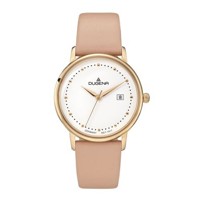 DUGENA Damen Armbanduhr 4460790 Mila, Lederband rose