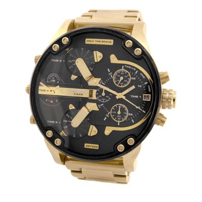 DIESEL Mr. Daddy 2 Herren Armbanduhr Chrono mit 4 Uhrzeiten DZ7333 in XXL Ø 57mm