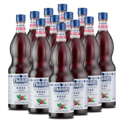 Food-United FABBRI Mixybar Rosenblüten Sirup 12x1L für Prosseco Schorle Tee Rosenw