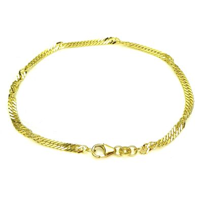 Damen 2,4mm Armband aus 333-Gelbgold gedrehte Singapur, Länge 19cm