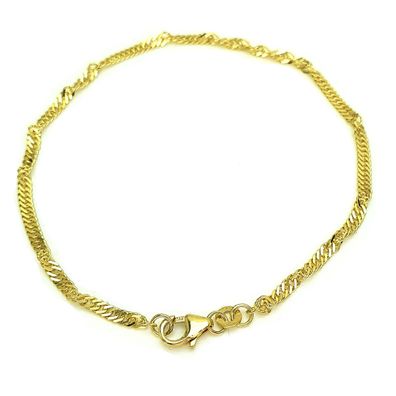 Damen 3mm Armband aus 333-Gelbgold gedrehte Singapur, Länge 19cm