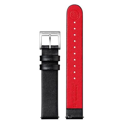 Mondaine Ersatzband, Stegbreite 16mm Wechselband Veganes-Trauben-Leder schwarz-rot