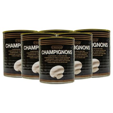 Food-United weiße Champignons Mini Köpfe ganz Füll 800g ATG 460g 6 Dosen