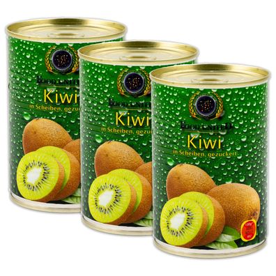 Food-United eingelegte KIWI-SCHEIBEN 3x 250g BelSun gezuckert für Kiwi-Kuchen