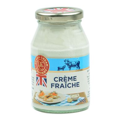 Food-United DEVON CREME Fraiche 170g Glass sour cream Sauerrahm Coombe Castle