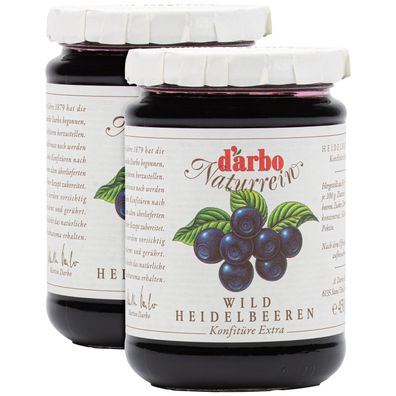 Food-United DARBO Konfitüre Extra Naturrein wilde Blaubeeren-Konfitüre 2x 450g Glas