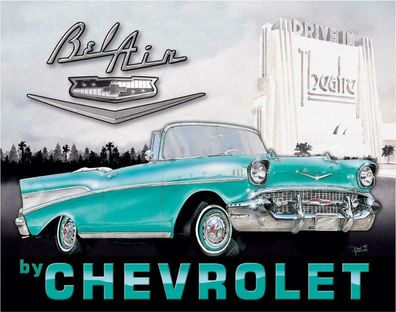 US Schild ca. 30 x 40 cm Chevy Bel Air Cabrio - 1957 - Chevrolet