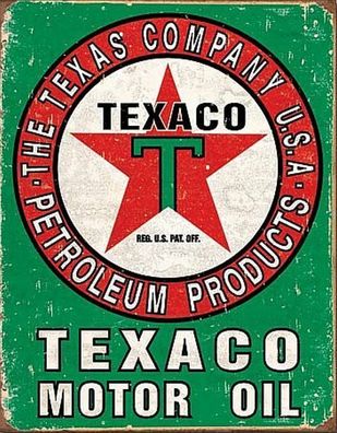 US Schild ca. 30 x 40 cm TEXACO Motor Oil - green - Retro Shabby Style