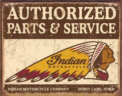 US Schild ca. 30 x 40 cm Indian Motorcycles- Authorized Indian Parts and Service