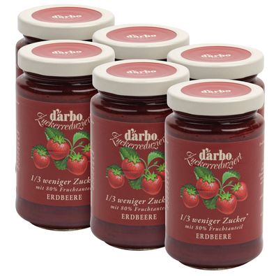 Food-United DARBO Fruchtaufstrich Zuckerreduziert Erdbeere 1/3 weniger Zucker 6x 250g