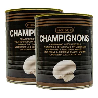 Food-United weiße Champignons Mini Köpfe ganz Füll 800g ATG 460g 2 Dosen