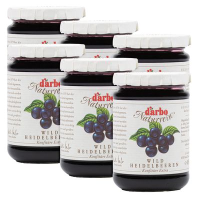 Food-United DARBO Konfitüre Extra Naturrein wilde Blaubeeren-Konfitüre 6x 450g Glas