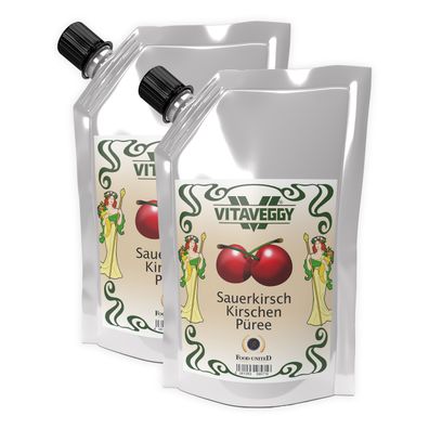 Vitaveggy SAUER-KIRSCHEN-PÜREE 2x1kg - reife Sauerkirschen für Smoothie Saft