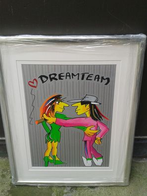 Original Siebdruck Udo Lindenberg Dreamteam 42x56 Blattgrösse, gerahmt - 2024er Ausg